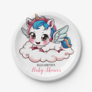 Plato De Papel Baby Shower Fantasy Rainbow Unicorn