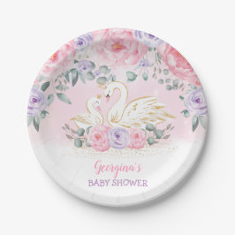 Plato De Papel Baby Shower favorece a la princesa de cisne floral
