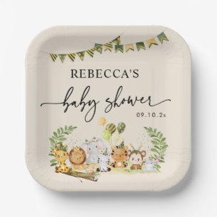 Plato De Papel Baby Shower Fiesta de la selva Safari Neutral