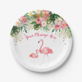Plato De Papel Baby Shower Flamingo Tropical