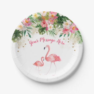 Plato De Papel Baby Shower Flamingo Tropical