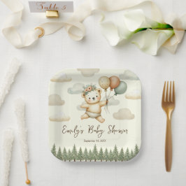 Plato De Papel Baby Shower Floating Bear Adventures