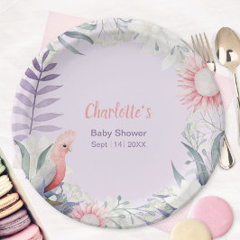 Plato De Papel Baby Shower floral de lavanda encantada
