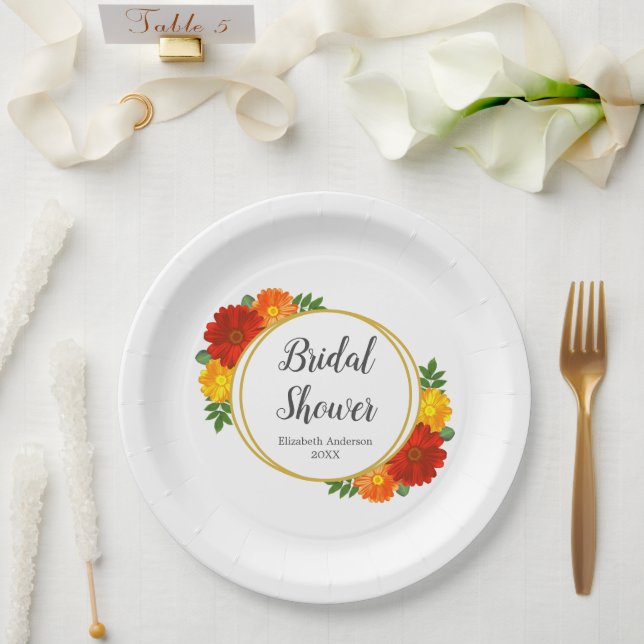 Plato De Papel Baby Shower Floral de Otoño (Boda)
