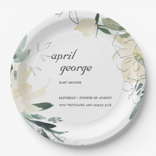 PLATO DE PAPEL BABY SHOWER FLORAL FLORAL LIMPIO