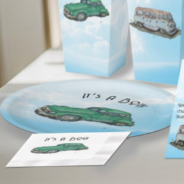 Plato De Papel Baby shower for a boy, sedan