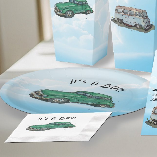 Plato De Papel Baby shower for a boy, sedan (Subido por el creador)