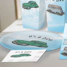 Plato De Papel Baby shower for a boy, van