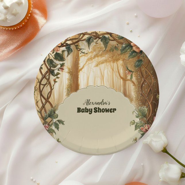 Plato De Papel Baby Shower forestal encantado (Subido por el creador)