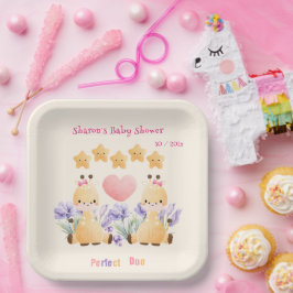 Plato De Papel Baby Shower gemelo | Cute Giraffe Baby Shower