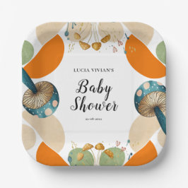 Plato De Papel Baby Shower geométrico moderno y colorido