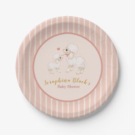 Plato De Papel Baby Shower Girly Pink Lamb