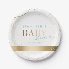Plato De Papel Baby Shower Gold Sparkboy