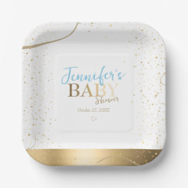 Plato De Papel Baby Shower Gold Sparkboy