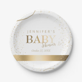 Plato De Papel Baby Shower Gold Sparkle