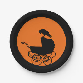 Plato De Papel Baby Shower gótico-horror