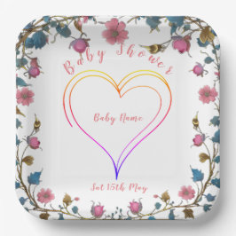 Plato De Papel Baby Shower Heart