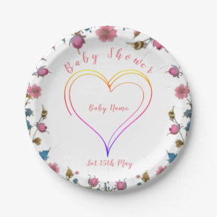 Plato De Papel Baby Shower Heart