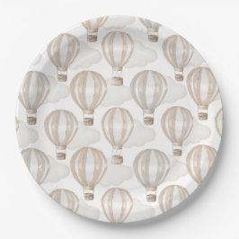 Plato De Papel Baby Shower Hot Air Balloons Gender Neutral