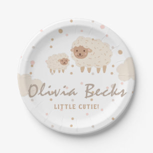 Plato De Papel Baby Shower ilustrativo Cream Pastel