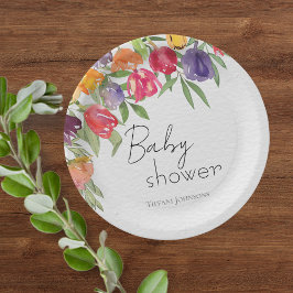 Plato De Papel Baby Shower inspirado en Tulip Fantasy Floral