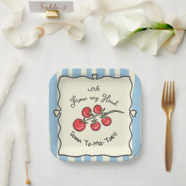 Plato De Papel Baby Shower italiano de tomate de cerezo
