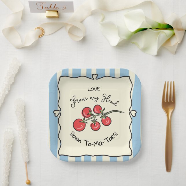 Plato De Papel Baby Shower italiano de tomate de cerezo (Boda)