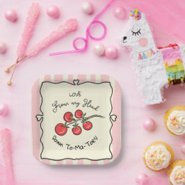 Plato De Papel Baby Shower italiano de tomate de cerezo