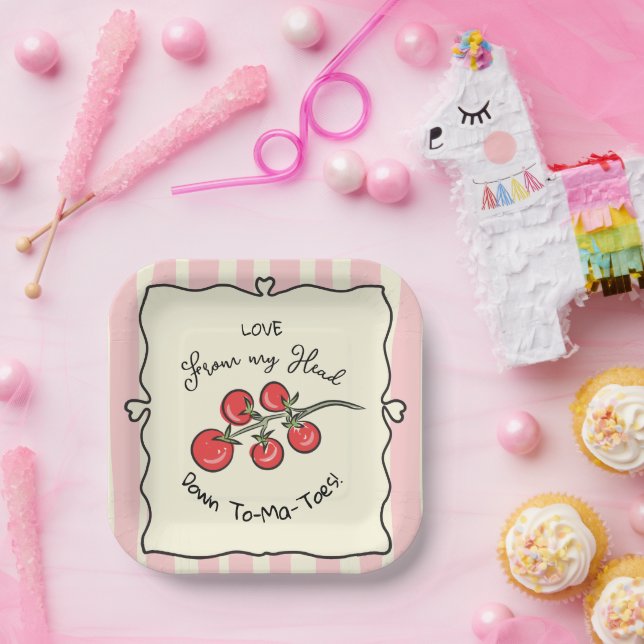 Plato De Papel Baby Shower italiano de tomate de cerezo (Fiesta)