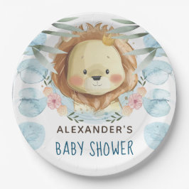 Plato De Papel Baby Shower Lion Personalizado