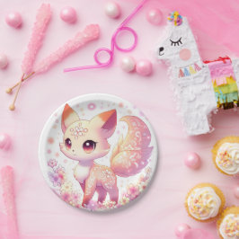 Plato De Papel Baby Shower Magical Fox encantado