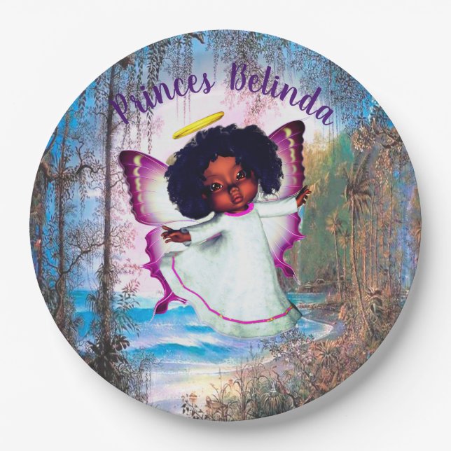 Plato De Papel Baby Shower mágico de mariposas para bebés (Anverso)