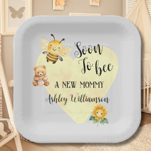 Plato De Papel Baby Shower mami to bee