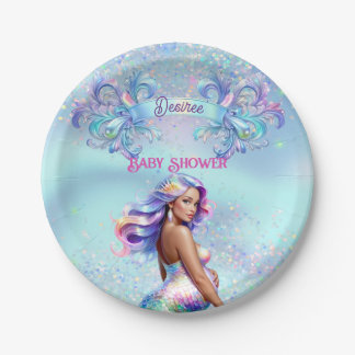 Plato De Papel Baby Shower Mermaid Mom Pregancy