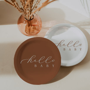 Plato De Papel Baby Shower Minimalista de guión para bebés