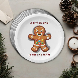 Plato De Papel Baby Shower minimalista de Little One Gingbread