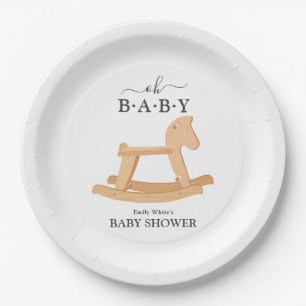 Plato De Papel Baby Shower Minimalista de Rockefeller Horse Baby 