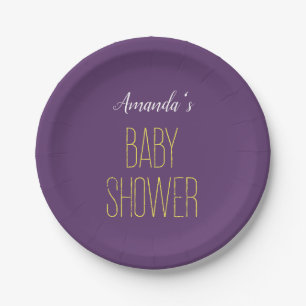 Plato De Papel Baby Shower Minimalista moderno amarillo índigo li