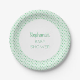 Plato De Papel Baby Shower Mint Green Polka Dot
