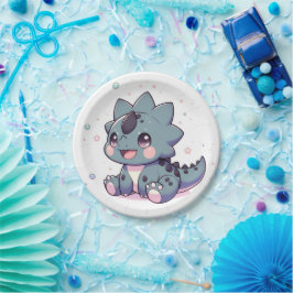 Plato De Papel Baby Shower mítico de pequeños dinosaurios