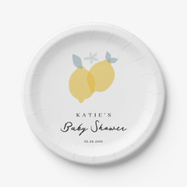 Plato De Papel Baby Shower moderno Pastel Citrus Lemons
