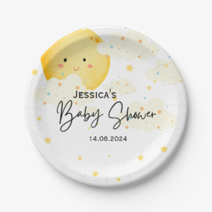 Plato De Papel Baby Shower Moon and Stars
