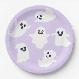 Plato De Papel Baby Shower morado fantasma Halloween otoño