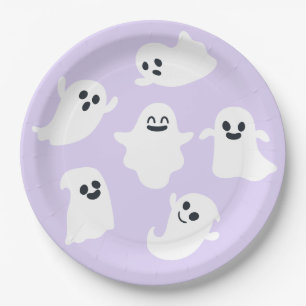 Plato De Papel Baby Shower morado fantasma Halloween otoño