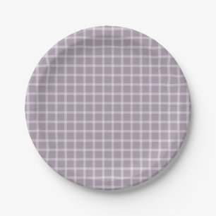 Plato De Papel Baby Shower morado simple de Gingham neutro