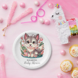 Plato De Papel Baby Shower Mystical Lovely Wolf