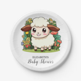 Plato De Papel Baby Shower Mystical Whimsical Sheep