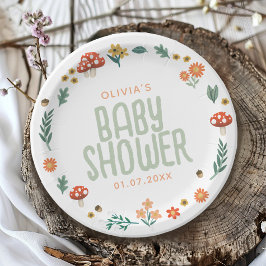 Plato De Papel Baby Shower natural de bosques tropicales de bosqu