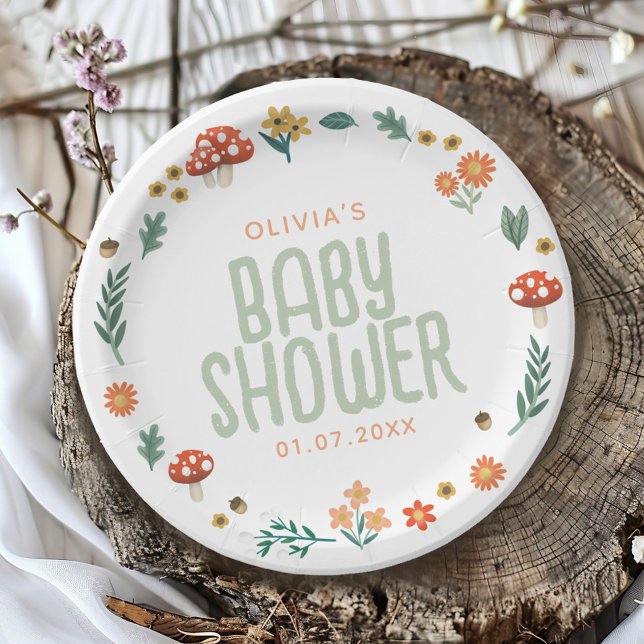 Plato De Papel Baby Shower natural de bosques tropicales de bosqu (Subido por el creador)