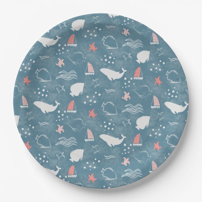 Plato De Papel Baby Shower Nautical Under the Sea (Anverso)